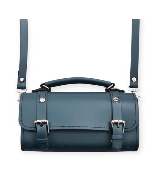 Zatchels Blue Handmade Leather Bowler Bag