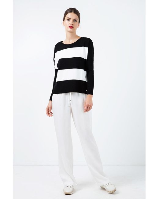 Conquista White Neutrals Long Wide Leg Pants