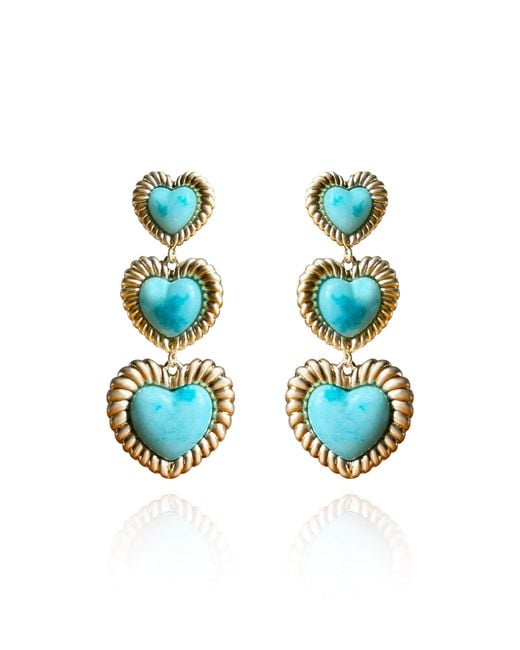 Laura Gray White Sloan Triple Heart Earrings
