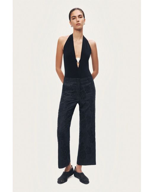 Nocturne Black Printed Relaxed Straight-Leg Pants