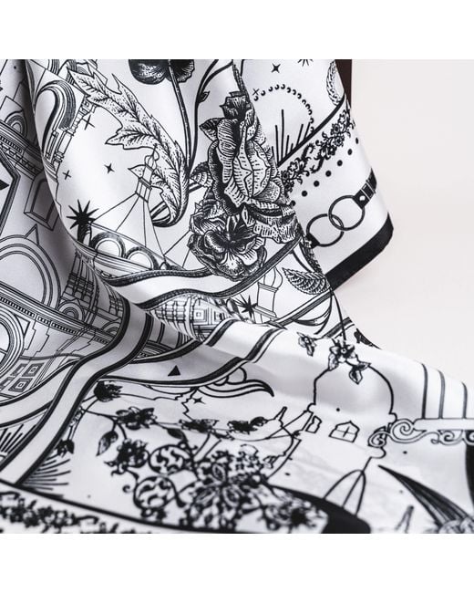 Silk and Bears Blue Monochrome Nautical 100% Mulberry Silk Twill Scarf — Hand-Rolled Hem