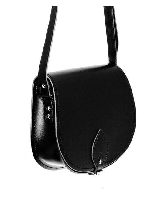 Zatchels Black Handmade Leather Saddle Bag Large