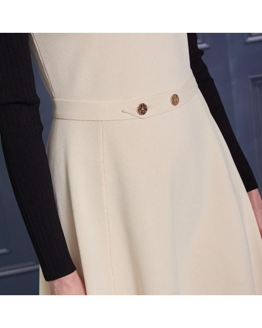 Roch Perel Natural Neutrals Ivory And Contrast Knitted Dress