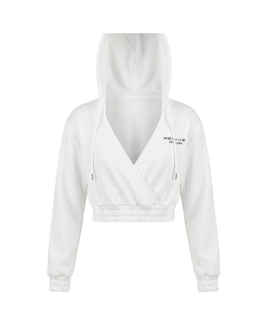 Revyve Active White Cropped V-Neck Hoodie