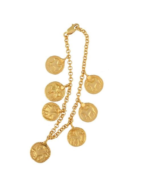 Opium Jewels Metallic Vintage Charm Bracelet With Shiva Dog & Durga Lion Charms