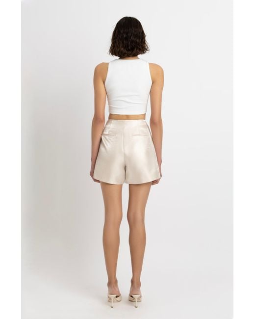 Amy Lynn Natural Neutrals Aurora Tailored Satin Shorts