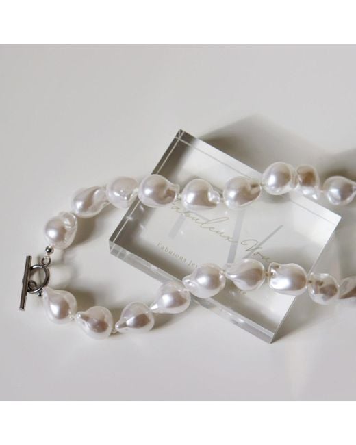 FV Jewellery Metallic Steel Me Baroque Pearl & Necklace