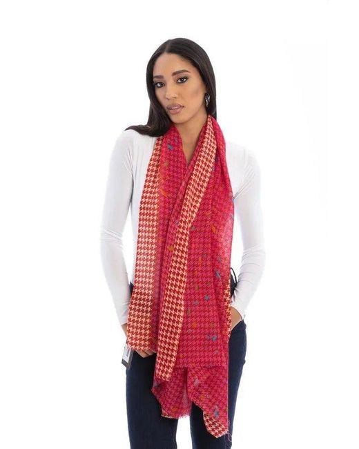 Saachi Red Fun Houndstooth Scarf