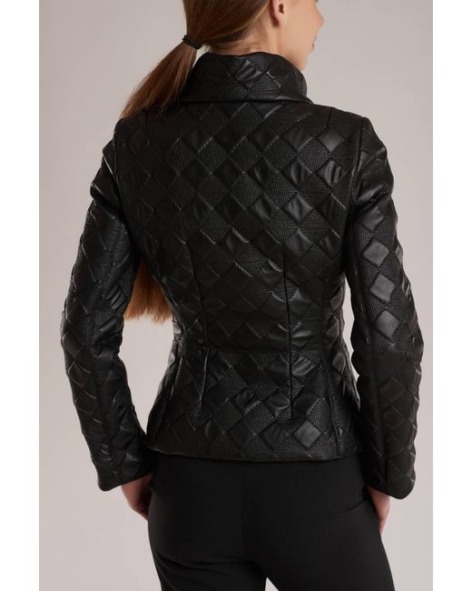 Ginta Black Square-Shaped Artificial Leather Jacket