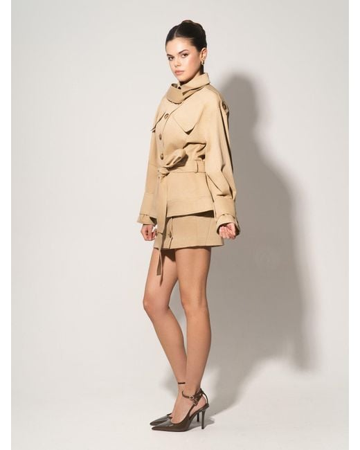 Tia Dorraine Natural Oversized Belted Trench Jacket