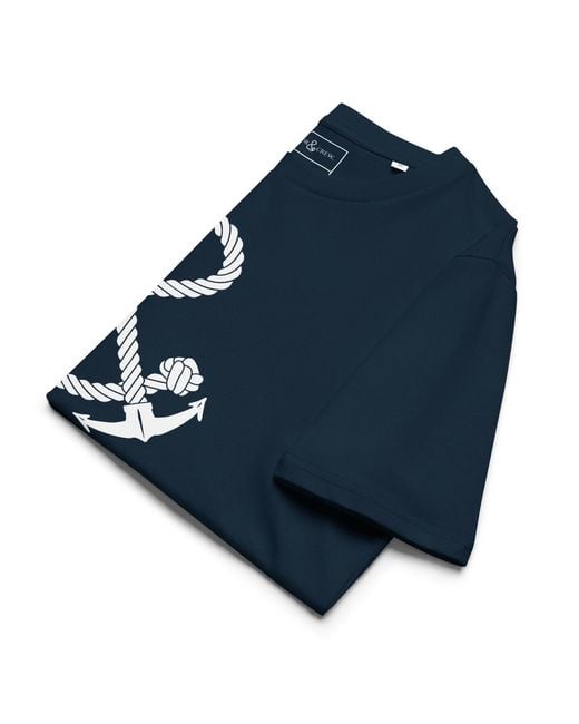 Anchor and Crew Blue Oversized Ampersand Signature Organic Cotton T-Shirt
