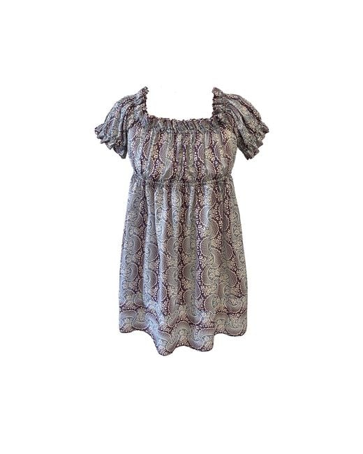 Anna Sui Gray Ombre Ribbons Cotton Dress