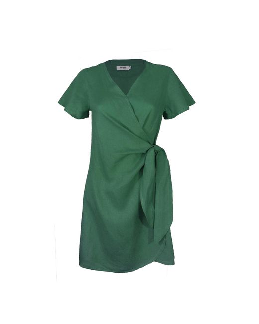 Larsen and Co Green Pure Linen Lucca Wrap Dress In Sea