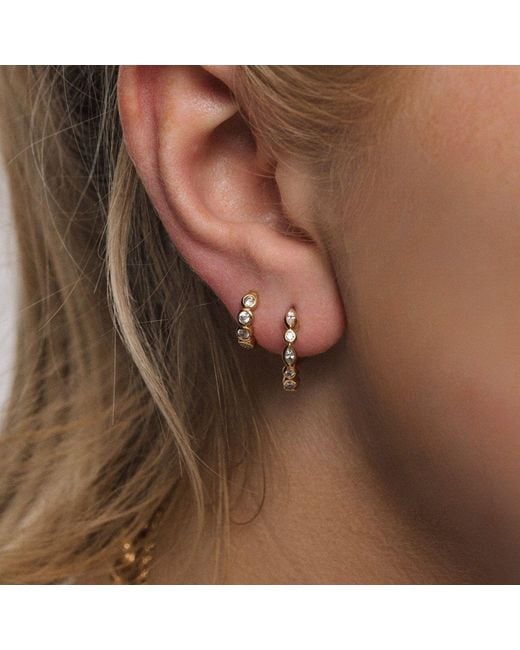 Lulu B London Metallic Cubic Zirconia Huggie Hoop Classic Earring