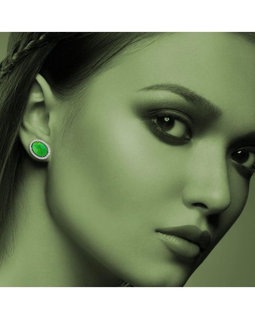Artisan Green 18K & Diamond Stud Earrings