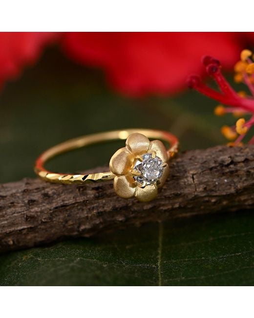 Emma Chapman Jewels Metallic Old Mine Diamond Flower Ring