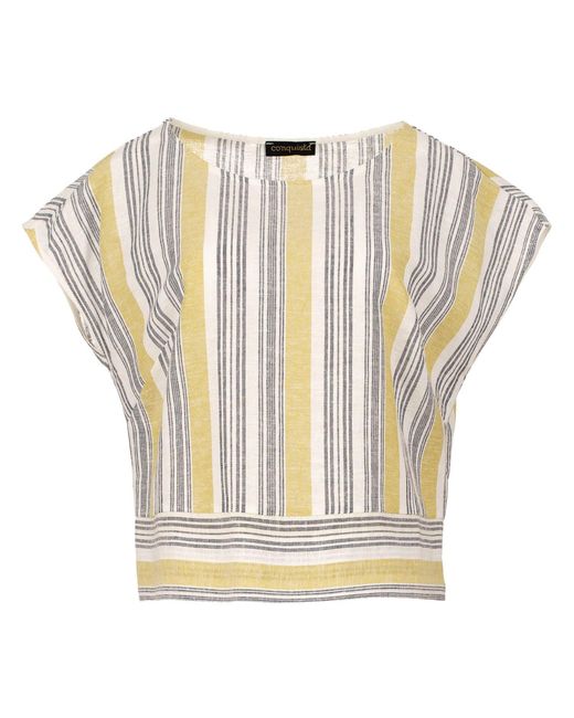 Conquista Metallic Striped Linen Style Top