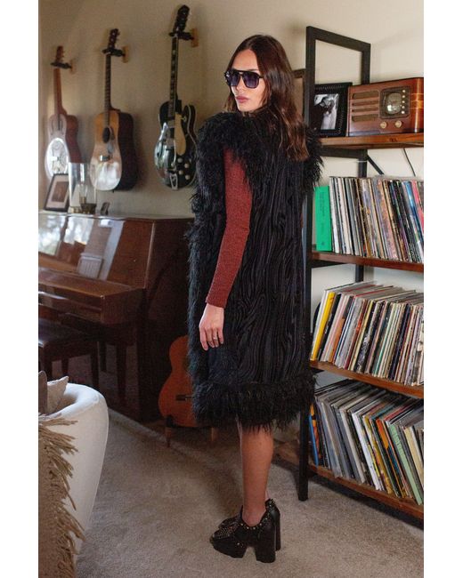 Jennafer Grace Black Zenobia Psyche Faux Fur Trim Vest