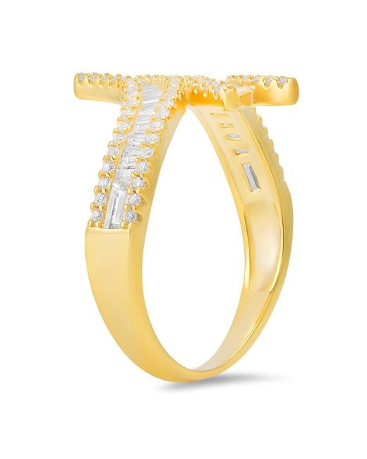 Kylie Harper Metallic Diamond Cz Bypass Statement Ring