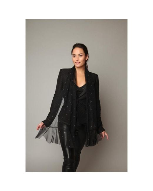 Saachi Black Sheer Crystal Scarf