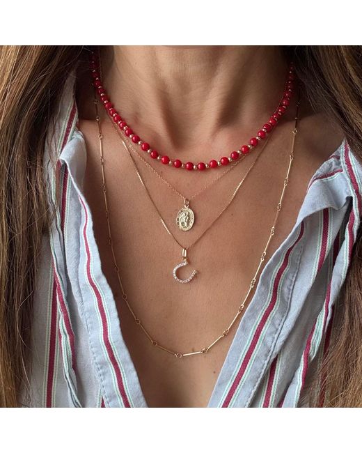 Becket + Quill Red Coral & Beaded Necklace