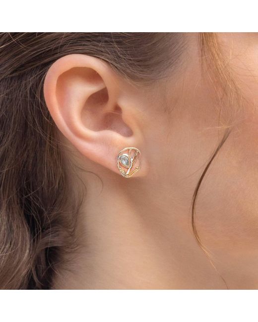 Isla Silver Metallic Handmade Topaz Flow Stud Earrings