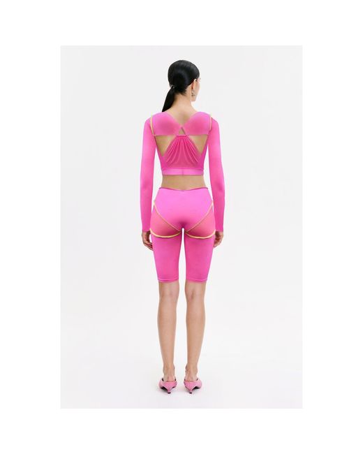 Monosuit Pink Croptop Erratic Long Sleeves