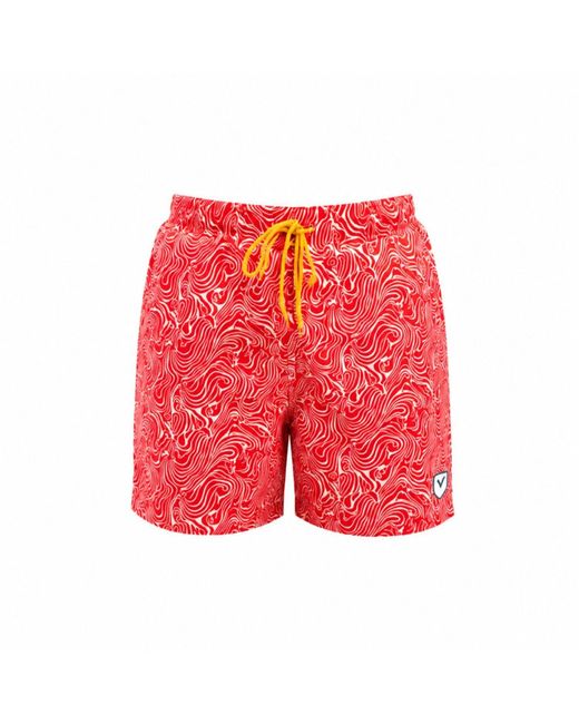 Live Kolibri Red Abstract Cherry Swim Trunks for men