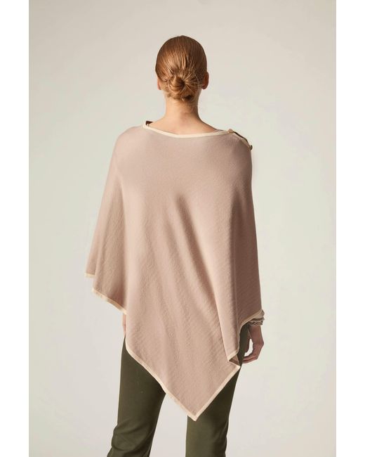 James Lakeland Natural Button Detail Poncho Top