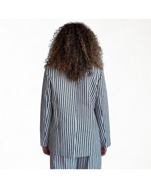 London Atelier Byproduct Gray Striped Tailored Blazer