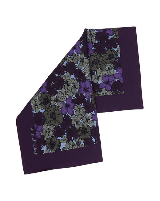 Lords of Harlech Blue Reversible Merino Wool Silk Pocket Square for men