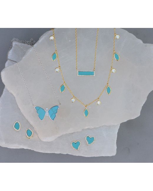 KAMARIA Blue Butterfly Necklace With Bezel