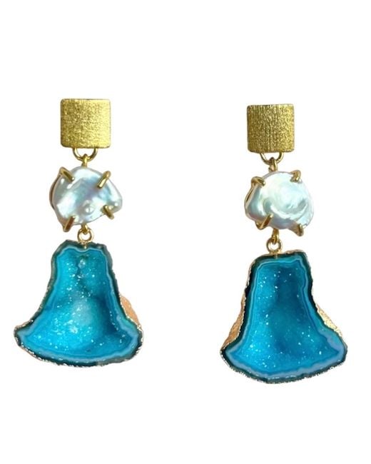 Magpie Rose Blue The Pearl Rocks Aqua Earrings