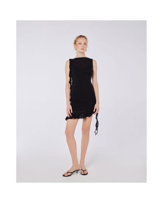 House of Ika Black Asymmetric Flow Viscose Dress