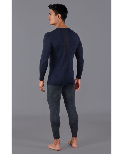 Paul James Knitwear Blue Midweight Merino Activewear Base Layer Zeus Top