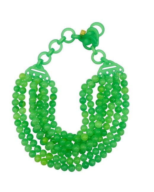 Michael Nash Jewelry Green Juliette Multi Strand Jade Resin Necklace
