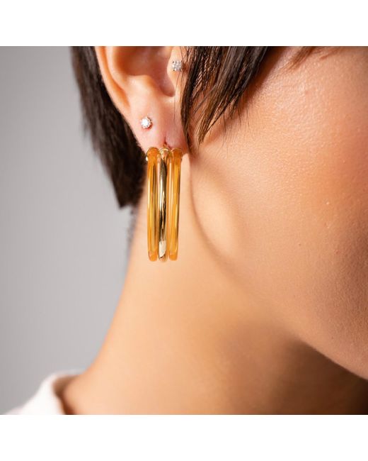 Gold & Honey Yellow Ridge Hoops