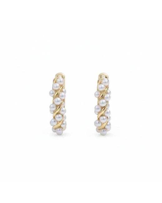 Angel Barocco Blue Twisted Pearl Mini Hoop Earrings