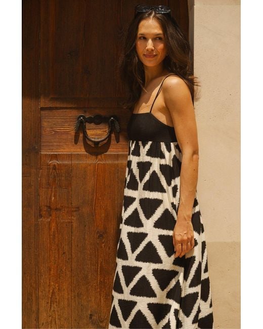 Traffic People Black Broken Promises And Geometric Print Maxi Dress