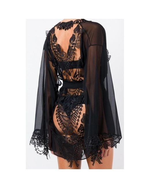 Belle -et-BonBon Black Bisoux Venetian Lace Kimono Best Seller To Xl Perfect Fit
