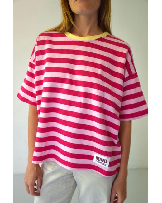 Mind Traveler Pink Nunu And Fuchsia Striped T-Shirt