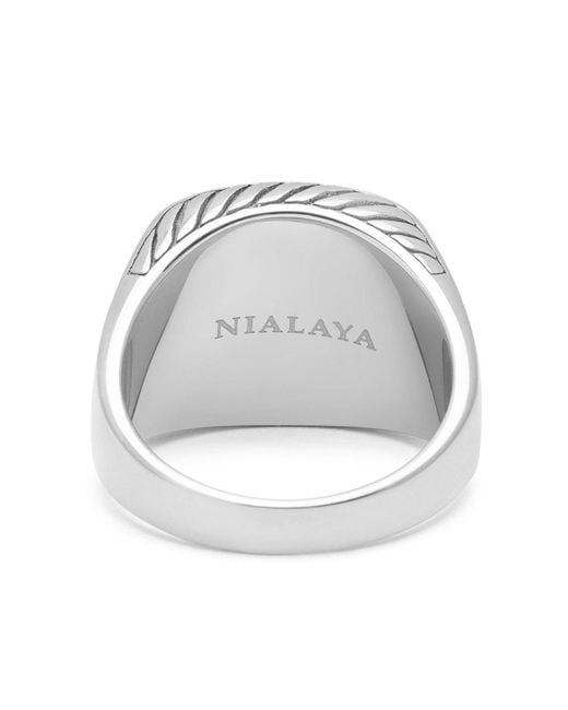 Nialaya Multicolor Gentlemen's Signet Ring With Onyx for men