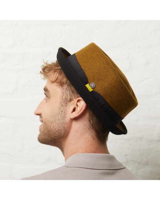 Dasmarca Hats Brown Jackson Mustard Wool Felt Two Toine Porkpie Hat for men