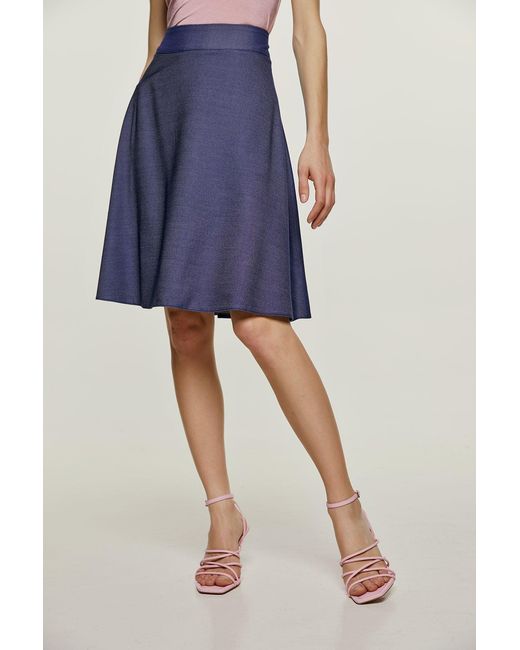 Conquista Blue Denim Style Cloche Skirt