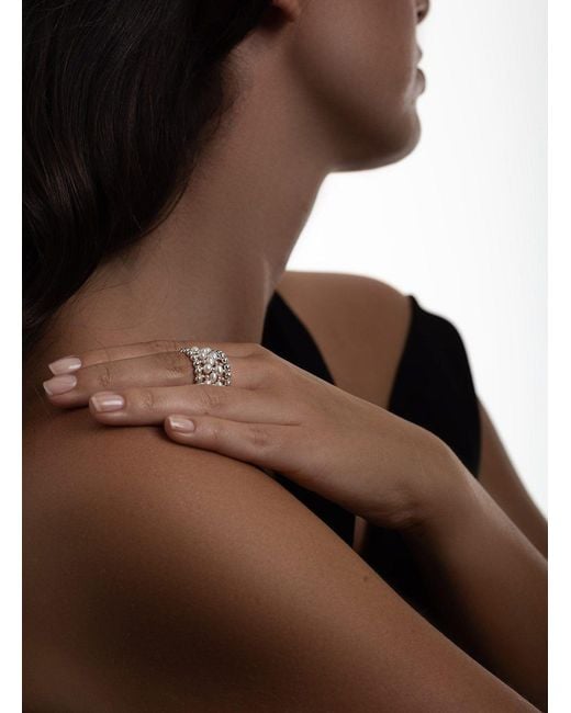 Pas De Marque White Sterling Freshwater Pearl Beaded Ring La Bague