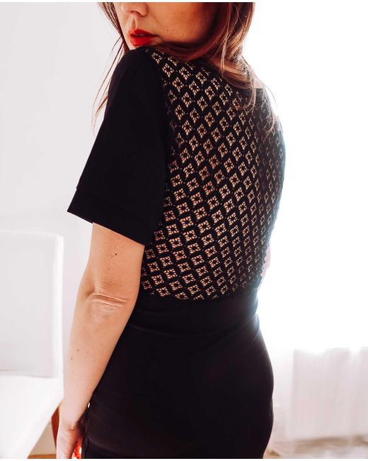 Sophie Cameron Davies Black Lace Back Jersey Midi Dress