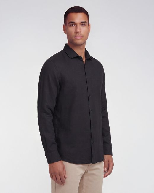 Lords of Harlech Blue Lionel Linen Button Down Shirt for men