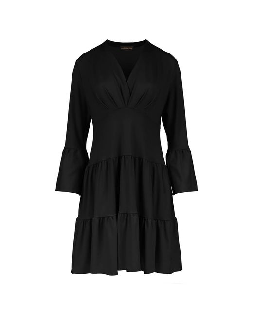 Conquista Black Jersey Tiered Dress