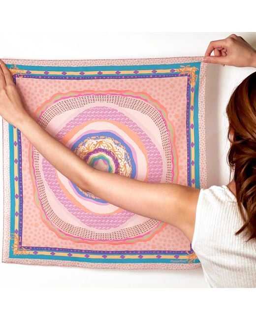 Maraethra Pink Sea Life Cotton Square Scarf