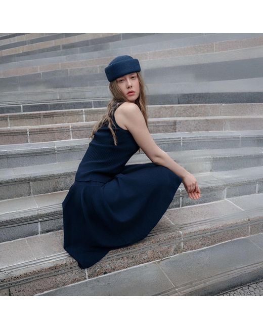 London Atelier Byproduct Blue Straw Pillbox Hat